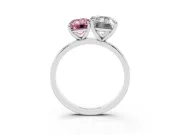 Fancy Pink Emerald Cut and Emerald Cut Toi Moi Ring Set in White gold with Prong Setting