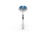 Asscher Cut Petal Halo Engagement Ring Setting for a Fancy Blue Lab-Grown Diamond | Sterling Silver
