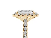 Emerald Cut Halo Engagement Ring Setting | Tapered Band | Yellow Gold