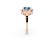 Princess Cut Cluster Halo Engagement Ring Setting for a Fancy Blue Lab-Grown Diamond | Large Round Accents | Rose Gold