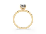 Radiant Cut Hidden Halo Solitaire Engagement Ring Setting | Thin Wire Band | Yellow Gold