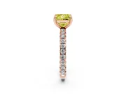 Princess Cut Pavé Solitaire Engagement Ring Setting for a Fancy Yellow Lab-Grown Diamond | Shared Prong Band | Rose Gold