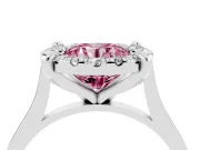 Round Claw Corner Halo Engagement Ring Setting for a Fancy Pink Lab-Grown Diamond | Slim Plain Band | Sterling Silver
