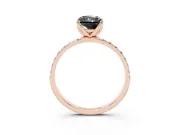 Radiant Cut Pavé Solitaire Engagement Ring Setting for a Black Center | Slim Band | Rose Gold
