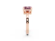 Fancy Pink Asscher Cut Diamond Solitaire Ring Set in Rose gold with Prong Head and Smooth Polished Band