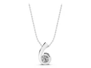 Round Lab-Grown Diamond Bezel Swirl Pendant Necklace | Polished Curl | Sterling Silver