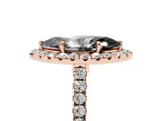 Marquise Halo Engagement Ring Setting for a Black Center | Pavé Shoulders | Rose Gold