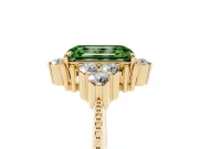 Emerald Cut Cluster Engagement Ring Setting for a Fancy Green Lab-Grown Diamond | Yellow Gold