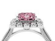 Princess Cut Scalloped Halo Engagement Ring Setting for a Fancy Pink Lab-Grown Diamond | Milgrain Edges | Platinum