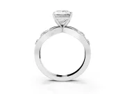 Princess Cut Diamond Solitaire Ring Set in White gold with Side Stones on Criss-Cross Band and Prong Setting