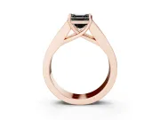 Fancy Black Asscher Cut Diamond Solitaire Ring Set in Rose gold with Channel-Set Accent Stones and Prong Setting