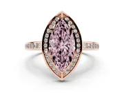 Fancy Pink Marquise Cut Diamond Halo Pavé Split Shank Ring Set in Rose gold with Prong Setting