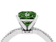 Princess Cut Twisted Engagement Ring Setting for a Fancy Green Lab-Grown Diamond | Beaded Twist | Sterling Silver