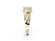 Princess Cut Bypass Solitaire Engagement Ring Setting | Pavé and Plain Strands | Yellow Gold