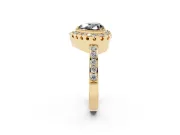 Heart-Shaped Milgrain Halo Engagement Ring Setting for a Black Center | Pavé Shoulders | Yellow Gold