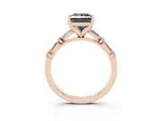 Princess Cut Baguette Side Stone Engagement Ring Setting for a Black Center | Rose Gold