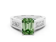Emerald Cut Channel-Set Engagement Ring Setting for a Fancy Green Lab-Grown Diamond | Platinum