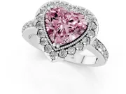 Heart-Shaped Milgrain Halo Engagement Ring Setting for a Fancy Pink Lab-Grown Diamond | Pavé Shoulders | Platinum