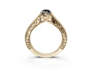 Marquise Vintage Pavé Engagement Ring Setting for a Black Center | Yellow Gold