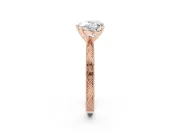 Heart Cut Diamond Solitaire Milgrain Engraved Band Set in Rose gold with Prong Setting
