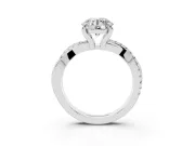 Round Cut Diamond Twist Band Solitaire Set in Platinum with Pavé Accents and Prong Setting