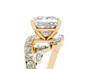 Princess Cut Diamond Solitaire Ring Set in Yellow gold with Pavé Twist Band and Secure Prong Setting