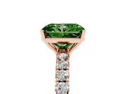Radiant Cut Pave Solitaire Engagement Ring Setting for a Fancy Green Lab-Grown Diamond | Shared Prong Band | Rose Gold