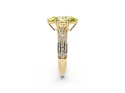Marquise Three Row Pave Engagement Ring Setting for a Fancy Yellow Lab-Grown Diamond | Yellow Gold