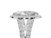 Marquise Halo Pavé Engagement Ring Setting | Narrow Split Shank | Platinum