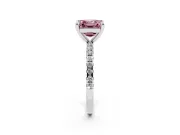 Fancy Pink Asscher Cut Diamond Brilliant Solitaire Ring Set in Platinum with Pavé Band and Prong Setting