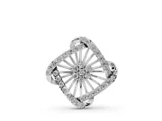 Round Lab-Grown Diamond Cluster Sunburst Pendant Necklace | Pavé Swirl Frame | Sterling Silver
