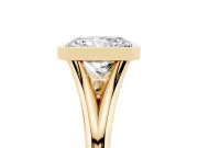 Radiant Cut Bezel Solitaire Engagement Ring Setting | V Split Shank | Yellow Gold