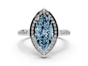 Marquise Sectioned Halo Engagement Ring Setting for a Fancy Blue Lab-Grown Diamond | Sterling Silver