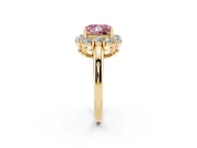 Princess Cut Graduated Milgrain Halo Engagement Ring Setting for a Fancy Pink Lab-Grown Diamond | Yellow Gold