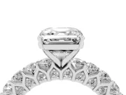 Asscher Cut Shared Prong Engagement Ring Setting | Two-Row Band | Platinum