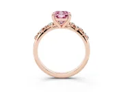 Cushion Cut Graduated Accent Engagement Ring Setting for a Fancy Pink Lab-Grown Diamond | Rose Gold