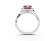 Asscher Cut Leaf Halo Engagement Ring Setting for a Fancy Pink Lab-Grown Diamond | Platinum