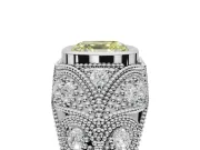 Asscher Cut Vintage Bezel Engagement Ring Setting for a Fancy Yellow Lab-Grown Diamond | Platinum