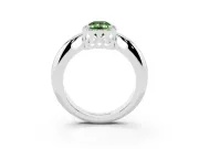 Emerald Cut Halo Engagement Ring Setting for a Fancy Green Lab-Grown Diamond | Plain Band | Platinum