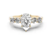 Pear-Shaped Close Set Five Stone Engagement Ring Setting | Yellow Gold