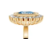 Oval Bezel Halo Engagement Ring Setting for a Fancy Blue Lab-Grown Diamond | Yellow Gold