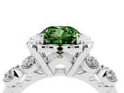 Cushion Cut Floral Engagement Ring Setting for a Fancy Green Lab-Grown Diamond | Petal Frame | White Gold