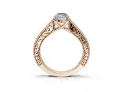 Marquise Vintage Engraved Pavé Engagement Ring Setting for a Fancy Blue Lab-Grown Diamond | Milgrain Edges | Rose Gold