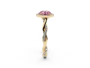 Round Twist Halo Engagement Ring Setting for a Fancy Pink Lab-Grown Diamond | Yellow Gold