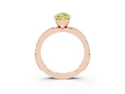 Fancy Yellow Marquise Cut Diamond Solitaire Ring Set in Rose gold with Slim Pavé Band and Prong Setting