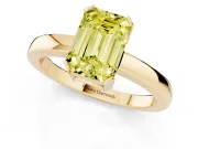 Emerald Cut Solitaire Engagement Ring Setting for a Fancy Yellow Lab-Grown Diamond | Flat Tab Prongs | Yellow Gold