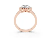 Heart-Shaped Scalloped Halo Engagement Ring Setting | Flat Plain Band | Rose Gold