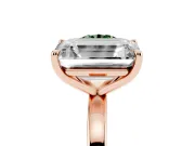 Fancy Green Round Cut and Emerald Cut Toi Moi Ring Set in Rose gold with Prong Setting