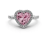 Heart-Shaped Pave Halo Engagement Ring Setting for a Fancy Pink Lab-Grown Diamond | White Gold