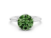Fancy Green Round Cut Diamond Solitaire Cathedral Ring Set in White gold with Prong Setting